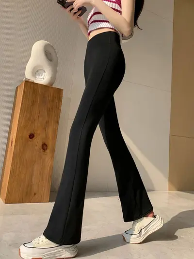 High Waist Women's Flared Leggings, Hip Lifting Slim Fit, Spring Autumn Yoga Pants - 4