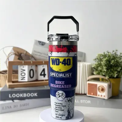 W-40 Çift İçecekli Termos Bardak, 304 Paslanmaz Çelik, 30 oz, Pipetli - 13