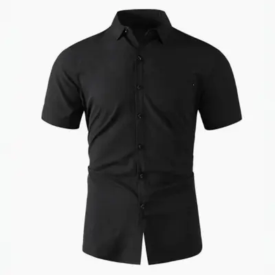 Men's Short-Sleeve Shirt, Korean Style, Solid Color Slim Fit