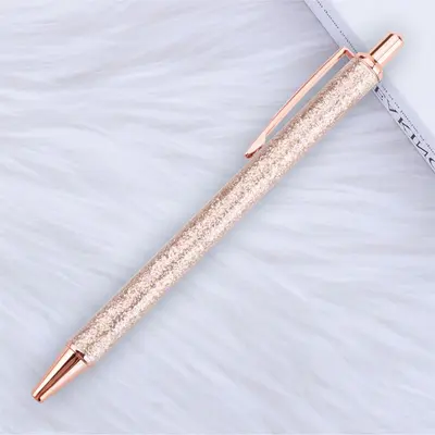 Gold Glitter Click Ballpoint Pen with Printable Logo, Advertising Pen - 8