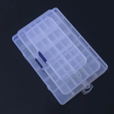 Bölmeli plastik masaüstü saklama kutusu 10 15 24 bölmeler şeffaf düğme olta takımı aksesuarları takı kozmetik ambalaj kutusu - 4