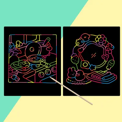 Rainbow Scratch Art Book for Children's Creative Play