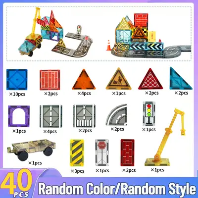 Little Engineer Magnetic Tiles Set, Educational Scene Toy for Kids - 9