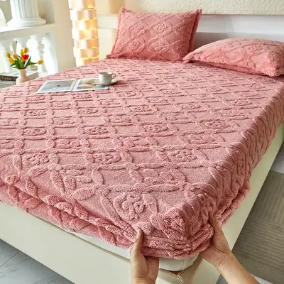 Thickened Fleece Fitted Sheet, Single Piece, Milk Velvet - 13