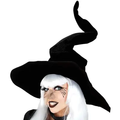 Halloween Hexenhut Schwarz mit lila Federn