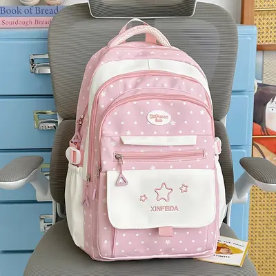 Star Polka Dot Lightweight Backpack for Girl Students - 8