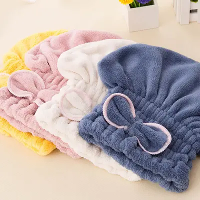 Sevimli Kore tarzı hızlı kuruyan saç havlusu, emici saç kurutma bonesi, mikrofiber mercan polar kalınlaştırılmış prenses şapkası toptan satış.