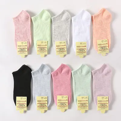 Einfarbige Baumwoll-Kurzsocken für Damen, flach geschnitten, große Größen, Geschenksocken, Zhuji-Socken, Großhandel. - 4