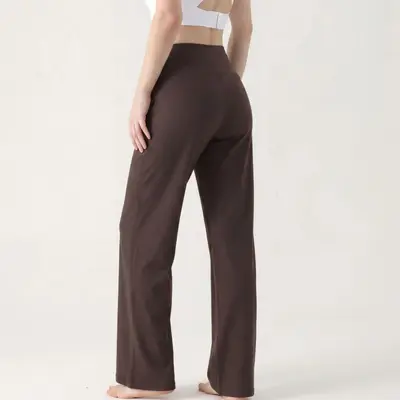 Lockere Sportleggings Damen Yoga Weite Beinhose hohe Taille Kordelzug
