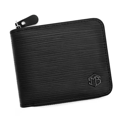 Men's Short Wallet with Zipper Coin Pocket and Chain - 6