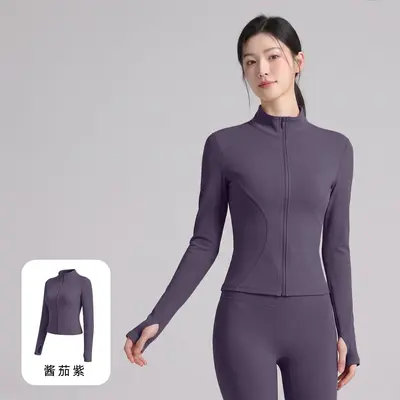 Lulu Yoga Jacket, Quick-Dry, Sweat-Wicking, High-Stretch, Stand Collar Pilates Top - 13