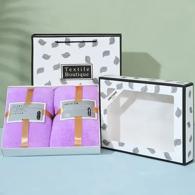 Korallen-Samttuch-Set, 2 Teile, Badetuch Geschenkbox - 12