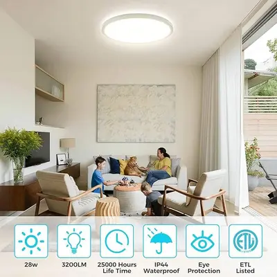 Ultradünne LED-Deckenleuchte, 24W/28W/38W/48W, farbeinstellbar, Wohnzimmer