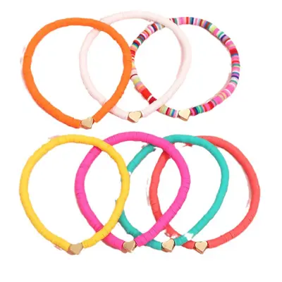 Europe and America Cross-Border Fashion Versatile Mixed-Color Peach Heart Soft Clay Elastic Anklet Simple Multi-Layer Stackable Shoe and Boot Accessories for Men and Women