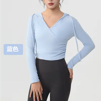 连帽瑜伽服女长袖2025收腰显瘦运动罩衫透气普拉提训练上衣秋速干 - 9