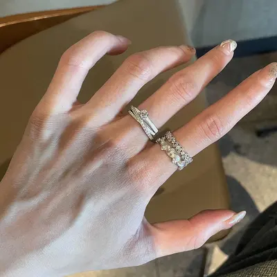 Cool-toned wrapped diamond ring for women - 4