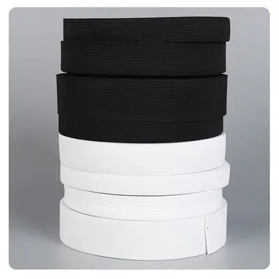 Black and White Edged Thickened Elastic Waistband - 5