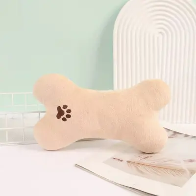 Kemik Şekilli Evcil Hayvan Oyuncağı, Nakışlı Peluş, Diş Kaşıma, Dört Mevsim Yastık - 7