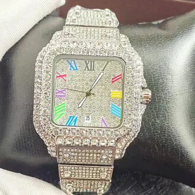 Herren-Quarzuhr, diamantbesetzt, Hip-Hop-Stil, Luxusdesign - 7