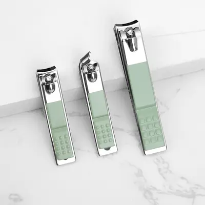 16-piece nail clipper set, matcha green, foldable pouch