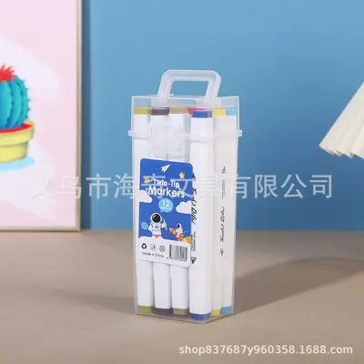 Çift uçlu marker kalem seti, 12 renk, su ile yıkanabilir, anime çizim - 7