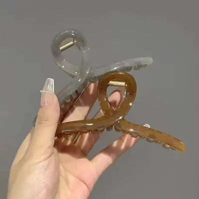 Gelees transparente koreanische Retro-Große einfache Kreuzklipp-Haarspange hinten Haarklammer Hai-Klipp-Haarspange DIY-Basis - 3