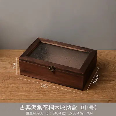 轻奢木质海棠花玻璃复古柜 化妆品杂物收纳柜子带抽屉北欧风桌面 - 8