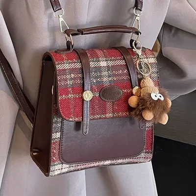 Preppy-Stil Rucksack für Frauen, Nischen-Rucksack, 2025 neue einfache Karo-Schultasche, englischer Stil Damen-Handtasche für den Arbeitsweg - 8