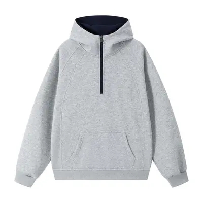 Herren-Kapuzensweatshirt, Half-Zip, Baumwolle, Herbst-Winter - 8