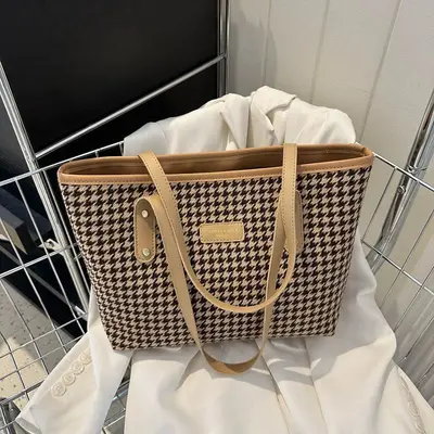 Herringbone Pattern Retro Textured Large-Capacity Women's Shoulder Bag - 6