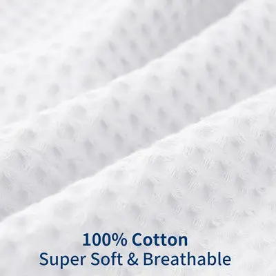 100% Cotton Honeycomb Waffle Pillowcase, Set of 2, Anti-Oil Hair - 7