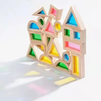 Wooden Acrylic Rainbow Light Shadow Building Blocks