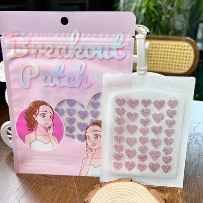 Hydrocolloid Heart-Shaped Acne Patches, Gentle, with Glitter