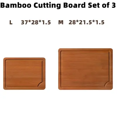 Carbonized Bamboo Cutting Board 3-Piece Set with Non-Slip Mat and Stand - 8