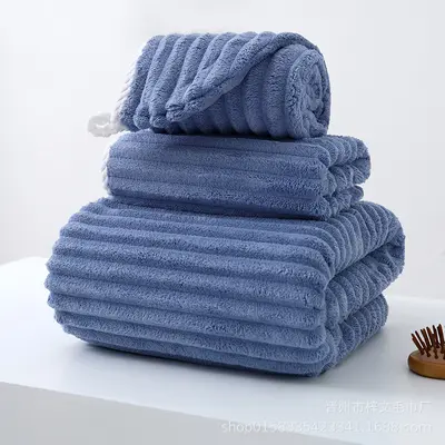 Şeker Çubuğu Mercan Polar Havlu Banyo Havlusu Saç Kurutma Şapkası Set Hediye Havlusu El Sanatı Havlusu Tiktok Aynı Stil Toptan - 9