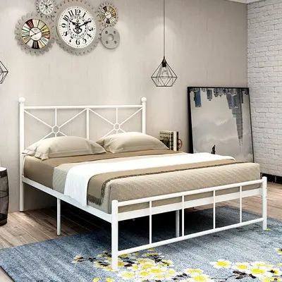 Minimalist Single-Layer Metal Bed Frame, Single or Double - 2