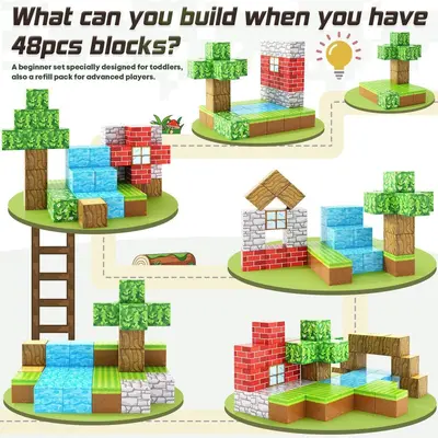 Grenzüberschreitendes Magnet-Würfel-Bausteine-Set Welt Zusammenbau Amazon Wald Lern-Magnetspielzeug Großhandel