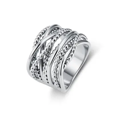Cross-Border Amazon Bestseller Multi-Strand Twisted Braided Titanium Steel Ring for Women, Gold-Plated, Niche Premium Feel, Elegant Band - 7