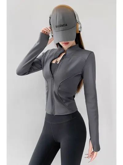 Damen-Yogajacke, Fleece-Futter, warm, Slim Fit