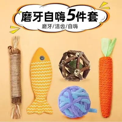 Cat Toy Set with Catnip Fish, Teaser Wand, Silvervine Chew Stick and Carrot - 10