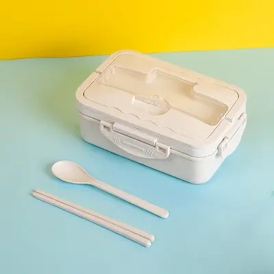 Wheat Straw Insulated Lunch Box, Microwave Safe, with Compartments - 12