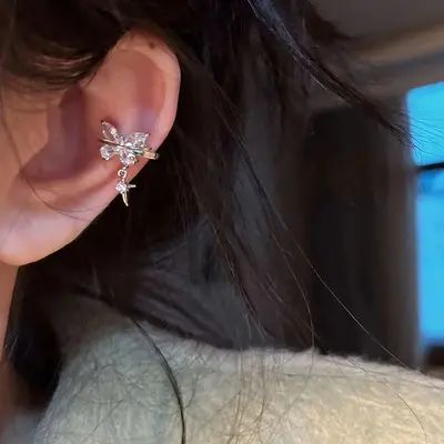 Explosive zircon ear clips for women's daily business attire, versatile, elegant, earlobe clips without piercings, premium, accessible luxury and simple earrings - 13