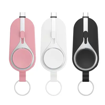 Keychain Ultra-Thin Mini Power Bank 2000 mAh with Wireless Charging, 2-in-1