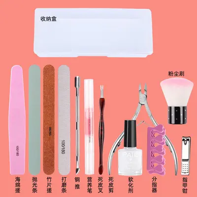 Nail art beginner kit with file, sandpaper strips and polishing tools - 10