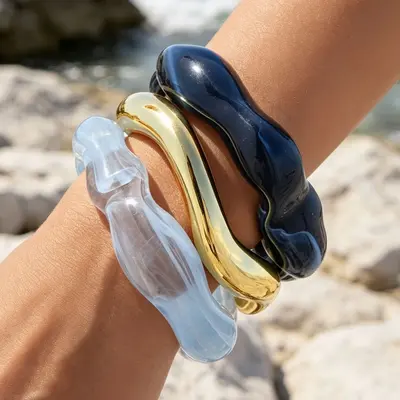 Colorful Geometric Resin Bracelet Set for Women - 12