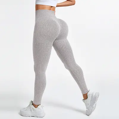 新品爆款AB纱螺纹无缝瑜伽裤健身裤户外紧身裤运动长裤女leggings - 8