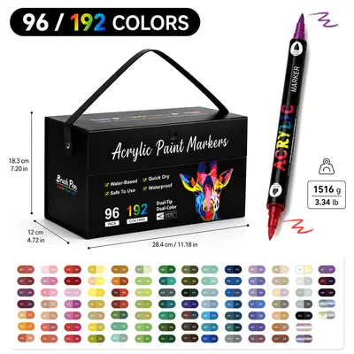 Acryl-Markerstift-Set mit 72 Farben und Doppelspitze - 13