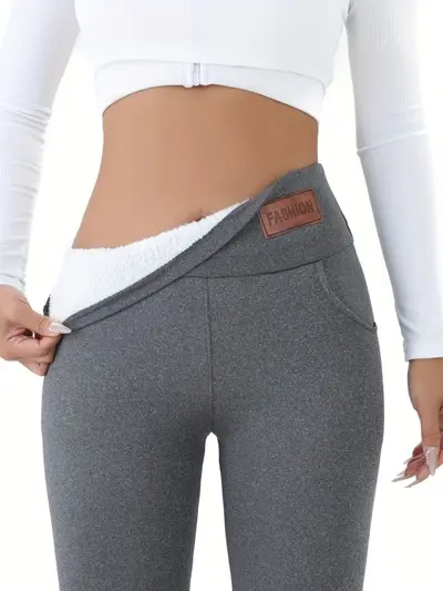 Hochbund-Leggings mit Fleece-Futter für Damen Yoga-Hose - 1