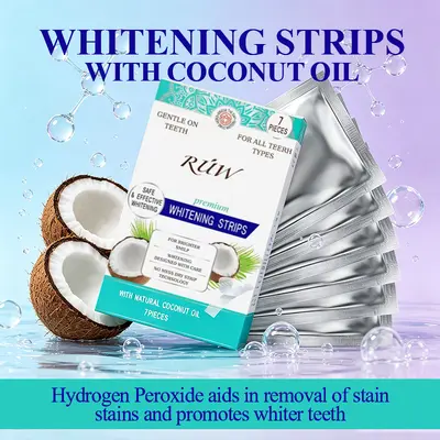 Coconut Oil Teeth Whitening Strips for Smoke and Tea Stains, 7 Pieces