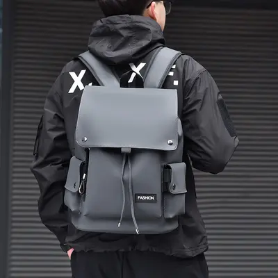 Men's Waterproof Biker Style Flip-Top Laptop Backpack - 4